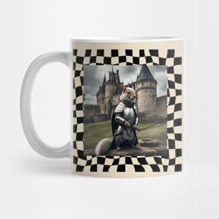 Warrior Squirrel on Checked Background Mug